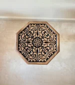 Maraş El Oyma Ceviz Ahşap Yan Sehpa 44x44x46 cm | El Yapımı Dekoratif Sehpa Eskitme - Görsel 3