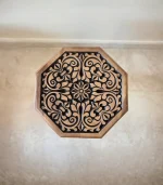 Maraş El Oyma Ceviz Ahşap Yan Sehpa 44x44x46 cm | El Yapımı Dekoratif Sehpa Eskitme - Görsel 6