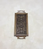 Maraş El Oyma Eskitme Ceviz Servis Tepsisi – 59x27.5 cm Ahşap Antik Sunum Tepsisi Eskitme - Görsel 3