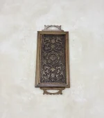 Maraş El Oyma Eskitme Ceviz Servis Tepsisi – 59x27.5 cm Ahşap Antik Sunum Tepsisi Eskitme - Görsel 4