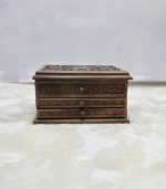 Ceviz Ağacından El Oyma Saat Aksesuar & Tespih Kutusu – 30x36x22 cm | 2 Çekmeceli Koleksiyon Kutusu - Görsel 8