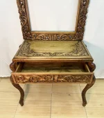 Maraş El Oyma Ceviz Ahşap Dresuar ve Ayna Seti 85x45x85 cm | El Yapımı Dekoratif Dresuar