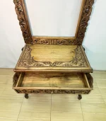 Maraş El Oyma Ceviz Ahşap Dresuar ve Ayna Seti 85x45x85 cm | El Yapımı Dekoratif Dresuar - Görsel 2