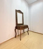 Maraş El Oyma Ceviz Ahşap Dresuar ve Ayna Seti 85x45x85 cm | El Yapımı Dekoratif Dresuar - Görsel 7