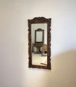 Maraş El Oyma Büyük Boy Ayna – 162x73,5 cm Ceviz Ahşap Duvar Aynası | Klasik Kıvrımlı Model - Görsel 4