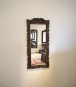 Maraş El Oyma Büyük Boy Ayna – 162x73,5 cm Ceviz Ahşap Duvar Aynası | Klasik Kıvrımlı Model - Görsel 6