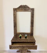 Maraş El Oyma Hayat Ağacı Dresuar – 80x45x85 cm Ayna Dahil Ceviz Ahşap Dresuar Takımı - Görsel 5