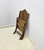 El Oyma Katlanır Ceviz Ahşap Sandalye – 55x50x75 cm Dekoratif El İşçiliği Sandalye | Klasik Model - Görsel 4