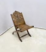 El Oyma Katlanır Ceviz Ahşap Sandalye – 55x50x75 cm Dekoratif El İşçiliği Sandalye | Klasik Model - Görsel 5