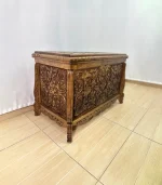 Maraş El Oyma Ceviz Çeyiz Sandık-Ahşap Sandık 83x43x57 cm | Dekoratif Sandık Sultan