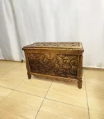 Maraş El Oyma Ceviz Çeyiz Sandık-Ahşap Sandık 83x43x57 cm | Dekoratif Sandık Sultan - Görsel 2