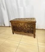 Maraş El Oyma Ceviz Çeyiz Sandık-Ahşap Sandık 83x43x57 cm | Dekoratif Sandık Sultan - Görsel 3