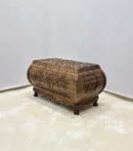 Maraş El Oyma Ceviz Ahşap Çeyiz Sandığı –Ahşap Sandık- 95x50x54 cm | Hayat Ağacı Model - Görsel 2