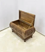 Maraş El Oyma Ceviz Ahşap Çeyiz Sandığı –Ahşap Sandık- 95x50x54 cm | Hayat Ağacı Model - Görsel 5