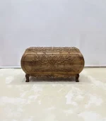 Maraş El Oyma Ceviz Ahşap Çeyiz Sandığı –Ahşap Sandık- 95x50x54 cm | Hayat Ağacı Model - Görsel 7