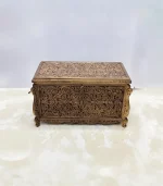 Maraş El Oyma Ceviz Ahşap Büyük Boy Çeyiz Sandığı – 95x50x60 cm | Sarmaşık Natural Model - Görsel 5