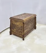 Maraş El Oyma Ceviz Ahşap Çeyiz Sandığı – 68x40x48 cm-Ahşap Sandık-| Meriç Natural Model - Görsel 4