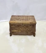 Maraş El Oyma Ceviz Ahşap Çeyiz Sandığı – 68x40x48 cm-Ahşap Sandık-| Meriç Natural Model - Görsel 7