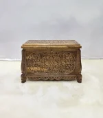 Maraş El Oyma Ceviz Ahşap Çeyiz Sandığı – 68x40x48 cm-Ahşap Sandık-| Meriç Natural Model - Görsel 8