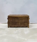 Maraş El Oyma Ceviz Ahşap Çeyiz Sandığı – 95x50x60 cm Büyük Boy Sandık | Leyla Natural Model - Görsel 7