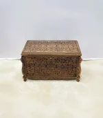 Maraş El Oyma Ceviz Ahşap Çeyiz Sandığı – 95x50x60 cm Büyük Boy Sandık | İstanbul Natural Model - Görsel 5