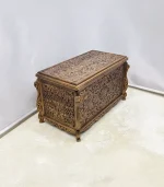 Maraş El Oyma Ceviz Ahşap Çeyiz Sandığı – 95x50x60 cm Büyük Boy Sandık | İstanbul Natural Model - Görsel 6