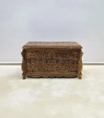 Maraş El Oyma Ceviz Ahşap Çeyiz Sandığı – 95x50x60 cm Büyük Boy Sandık | İstanbul Natural Model - Görsel 8