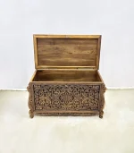 Maraş El Oyma Ceviz Ahşap Çeyiz Sandığı – 95x50x60 cm Büyük Boy Sandık | İstanbul Eskitme Model - Görsel 6