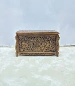 Maraş El Oyma Ceviz Ahşap Çeyiz Sandığı – 95x50x60 cm Büyük Boy Sandık | İstanbul Eskitme Model - Görsel 8
