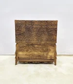 Maraş El Oyma Ceviz Ahşap Çeyiz Sandığı – 95x50x60 cm Büyük Boy Sandık | Hayat Ağacı Model - Görsel 6