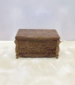 Maraş El Oyma Ceviz Ahşap Çeyiz Sandığı – 95x50x60 cm Büyük Boy Sandık | Ece Natural Model