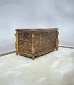 Maraş El Oyma Ceviz Ahşap Çeyiz Sandığı – 95x50x60 cm Büyük Boy Sandık | Ece Natural Model - Görsel 5