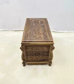 Maraş El Oyma Ceviz Ahşap Çeyiz Sandığı – 95x50x60 cm Büyük Boy Sandık | Aliye Natural Model - Görsel 5