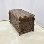 Maraş El Oyma Ceviz Çeyiz Sandığı-95x50x60-ahşap Sandık - Sarmaşık Eskitme