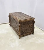 Maraş El Oyma Ceviz Çeyiz Sandığı-95x50x60-ahşap Sandık - Sarmaşık Eskitme