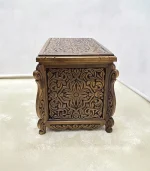 Maraş El Oyma Ceviz Çeyiz Sandığı-95x50x60-ahşap Sandık - Sarmaşık Eskitme - Görsel 2