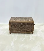 Maraş El Oyma Ceviz Çeyiz Sandığı-95x50x60-ahşap Sandık - Sarmaşık Eskitme - Görsel 8