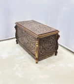 Maraş Çeyiz Sandığı %100 Orijinal Ceviz Ağacı 95x50x60 Ahşap Sandık - Meriç Eskitme - Görsel 2