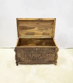 Maraş Çeyiz Sandığı %100 Orijinal Ceviz Ağacı 95x50x60 Ahşap Sandık - Meriç Eskitme - Görsel 6