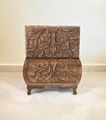 Maraş El Oyma Ceviz Ahşap Çeyiz Sandığı – 50x32x40 cm | Hayat Ağacı Bombeli Model - Görsel 6