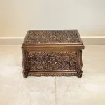 Maraş El Oyma Ceviz Ahşap Çeyiz Sandığı – 50x30x30 cm | Erva Natural Model