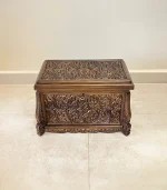 Maraş El Oyma Ceviz Ahşap Çeyiz Sandığı – 50x30x30 cm | Erva Natural Model