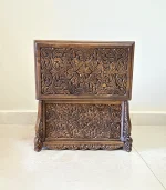 Maraş El Oyma Ceviz Ahşap Çeyiz Sandığı – 50x30x30 cm | Erva Natural Model - Görsel 8