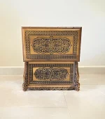 Maraş El Oyma Ceviz Ahşap Çeyiz Sandığı – 50x30x30 cm | Papatya Eskitme Model - Görsel 8